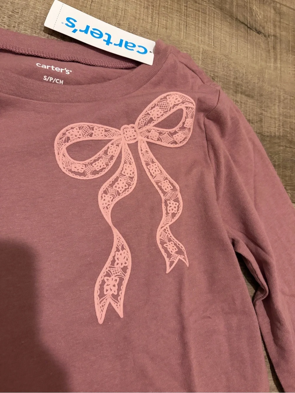 Carter's Cream & Light Gray Bow-Print Girls Top Set